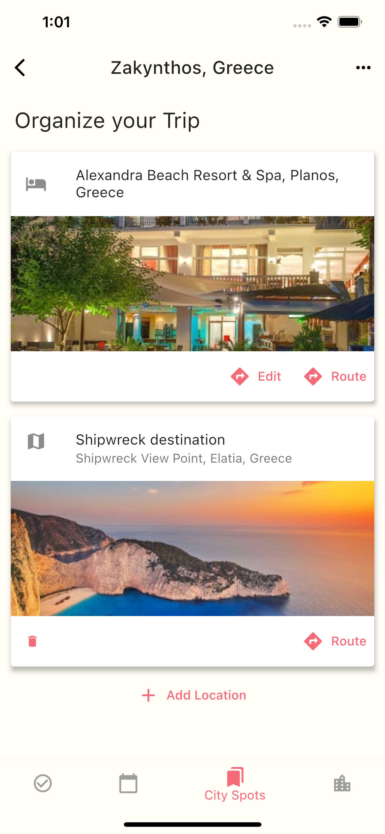 Packing List App Sreenshot to plan a trip